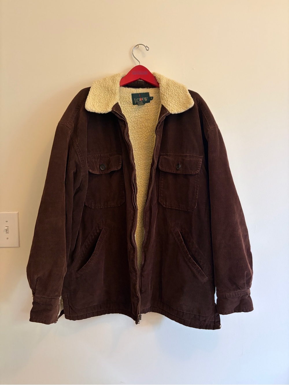 J. Crew Men’s Brown Corduroy Sherpa-Lined Jacket vintage